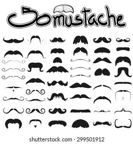 Big Set Of Mustache Vector On White Background Set 2 , Hipster Moustache Collection