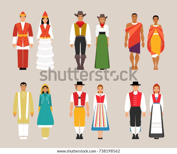 Big Set National Costumes Kyrgyz American Stock Vector (Royalty Free ...