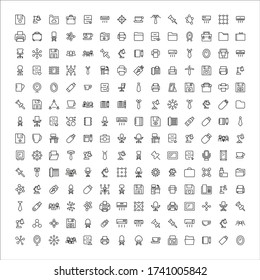Big set of office line icons. Vector illustration isolated on a white background. Premium quality symbols. Stroke vector icons for concept or web graphics. Simple thin line signs. 