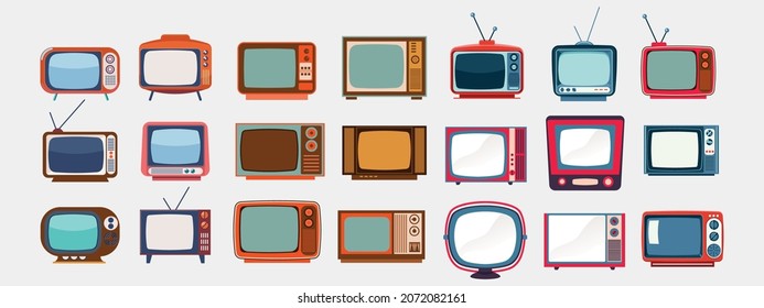 Big Set Of Old Television Illustration.