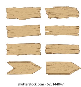 Big Set Of Old Wood Planks. Light Colored Wood. Vector Illustration.