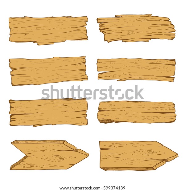 Big Set Old Wood Planks Vector Stock Vector Royalty Free