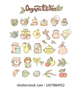 Big set of organic kitchen icon