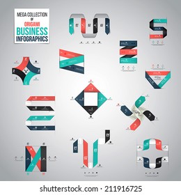 Big set of origami infographic elements. Vector