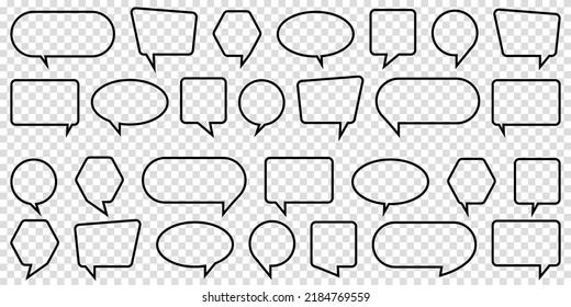 Big set of outline speech bubble. Communication concept. Vector illustration. Design elements for web site or mobile app.