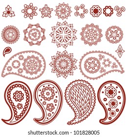 big set of paisley and mehndi designs