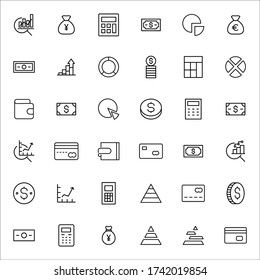 Big set of passive income line icons. Vector illustration isolated on a white background. Premium quality symbols. Stroke vector icons for concept or web graphics. Simple thin line signs. 