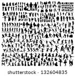 Big set of people silhouettes