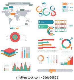 Big set of performance chart. Pie charts. Loading, location finder  infographics elements. EPS10.
