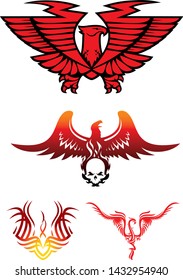 big set of Phoenix emblems vector illustration