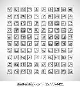 big set of photo and image file icons line