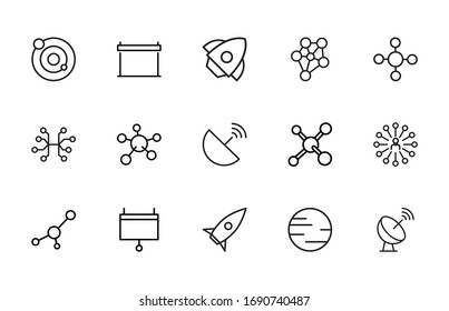 Big set of physics line icons. Vector illustration isolated on a white background. Premium quality symbols. Stroke vector icons for concept or web graphics. Simple thin line signs. 