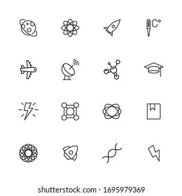 Big set of physics line icons. Vector illustration isolated on a white background. Premium quality symbols. Stroke vector icons for concept or web graphics. Simple thin line signs. 