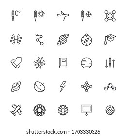 Gran conjunto de iconos de línea física. Ilustración vectorial aislada en un fondo blanco. Símbolos de calidad superior. Iconos vectoriales de trazo para conceptos o gráficos web. Sencillas señales de línea delgada. 