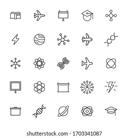 Big set of physics line icons. Vector illustration isolated on a white background. Premium quality symbols. Stroke vector icons for concept or web graphics. Simple thin line signs. 