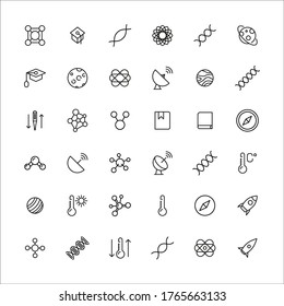 Big set of physics line icons. Vector illustration isolated on a white background. Premium quality symbols. Stroke vector icons for concept or web graphics. Simple thin line signs. 