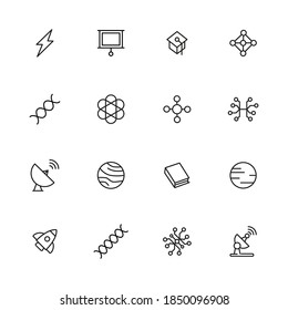 Big set of physics line icons. Vector illustration isolated on a white background. Premium quality symbols. Stroke vector icons for concept or web graphics. Simple thin line signs.