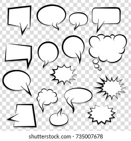 Big set picture blank template pop art style comic text speech bubble halftone dot background. Comics book dialog empty cloud, space cartoon box pop-art. Creative idea conversation sketch explosion