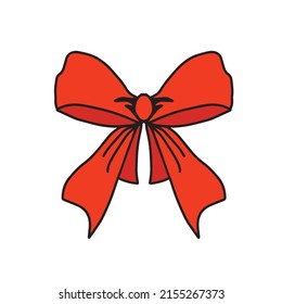 Big set of pink and red gift bows with ribbons. Vector illustration.
