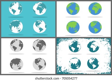 Big set of planet Earth icon. Flat planet Earth icon. Flat design vector illustration for web banner, web and mobile, infographics.