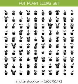 big set of plant in pot and tree icons