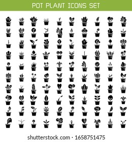 big set of plant in pot and tree icons
