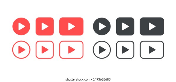 Big set of Play buttons. Buttons icons. Media player symbol. Vector illustration.