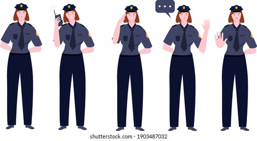 Big set of police character with various activities