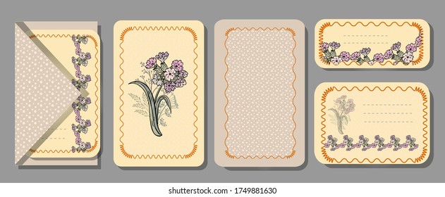 Big set of postcard,Wedding floral template collection of Wedding invite, rsvp, thank you label save the date card Design with Cute flowers. Vector illustration.