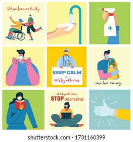 Big set of posters wash hands, hygiene, doctors and healthcare. Protect against virus concept design. Modern vector illustrations in flat style.