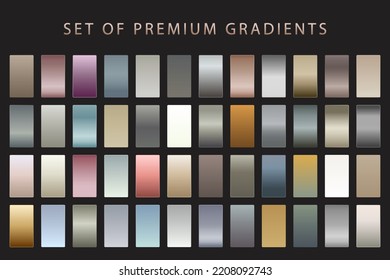 Big Set of Premium Vintage Metallic Gradients Collection Flat Vector
