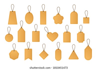 Un grand jeu d'étiquettes de prix. Diverses étiquettes de magasin de formulaires. Des étiquettes de prix vides avec des chaînes. Collection d'images vectorielles