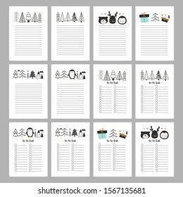Big set, printable pages and to do lists. Scandinavian vector illustrations.