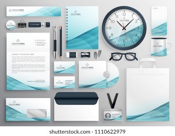 big set of professional brand identity business stationery items