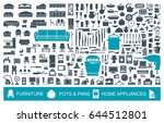 Big set of quality icons household items. Furniture, kitchenware, appliances