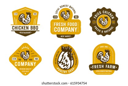 Big Set of Quality Vintage Rooster Emblems, Badges and Logo designs. Cock Vector Illustration. Great for Farms, Poultry Business, Organic Foods, Butchery, Meat Stores, Restaurants etc.