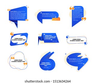 Big Set of Quote Box Frames for Texting and Messages. Colored Blank Templates for Text Info Design. Quotation Bubble Blog Symbols. Creative Elements for Banner Tag Sticker. Cartoon Vector Illustration