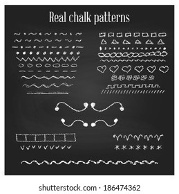 Big set real chalk patterns and brushes vector