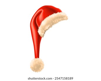 Big set of realistic Santa Hats isolated on transparent background.