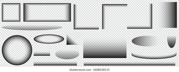 Big Set Realistic Shadows vector illustration. Shadows collection isolated transparent background. Perfect Shade effect pack. EPS 10 