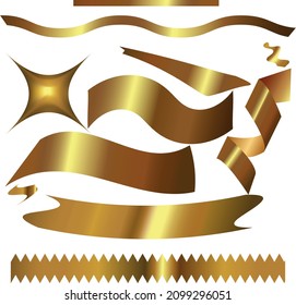 big set realistik golden elements serpentine lines tape konfetti