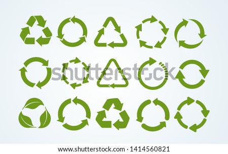Big set of Recycle icon. Recycle Recycling symbol. Vector illustration. Isolated on white background. Foto d'archivio © 