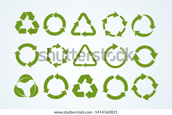 Big set of Recycle icon.\
Recycle Recycling symbol. Vector illustration. Isolated on white\
background.