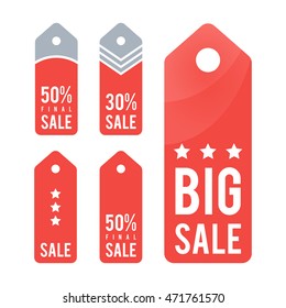 Big Set of red price tags. Vector illustration. 10 eps. Flat design.