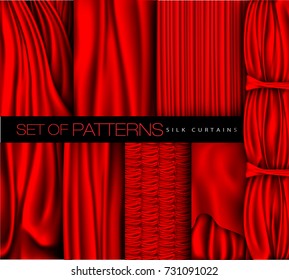 Big set of red silk curtains and Pelmet