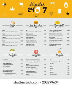 Big set of restaurant and cafe menu design, template design in vector. Cooking frames, labels and graphic elements in hipster style design. Vintage-styled illustration. Fast Food.