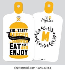 Big set of restaurant and cafe menu design, template design in vector. Cooking frames, labels and graphic elements in hipster style design. Vintage-styled illustration. Fast Food.