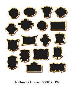 Big set of retro banners with glowing lamps. Collection of frames with shining lights in vintage style. Vector illustration.