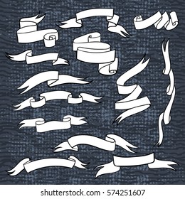 Big set retro design ribbons elements. Vector collection.