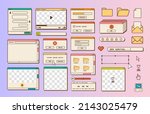 Big set of retro vaporwave desktop browser and dialog window templates. 80s 90s old computer user interface elements and vintage aesthetic icons. Nostalgic retro operating system. Vector illustration.